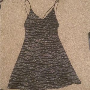 Black and silver sequin zebra print dress